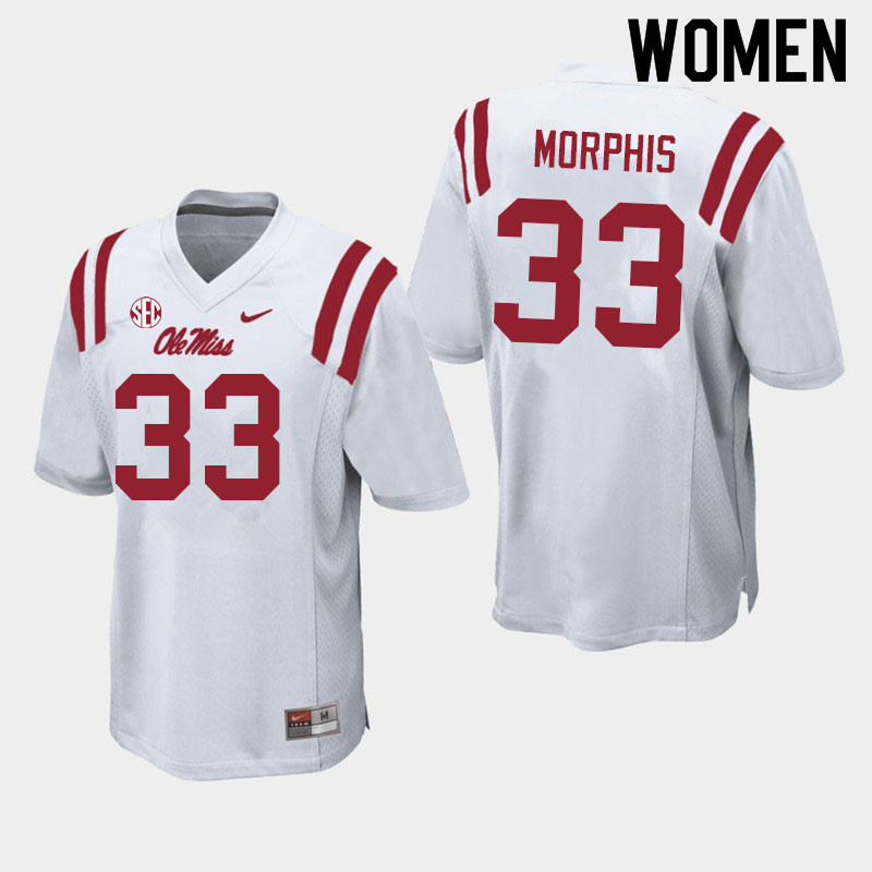 Women #33 Austin Morphis Ole Miss Rebels College Football Jerseys Sale-White - Click Image to Close